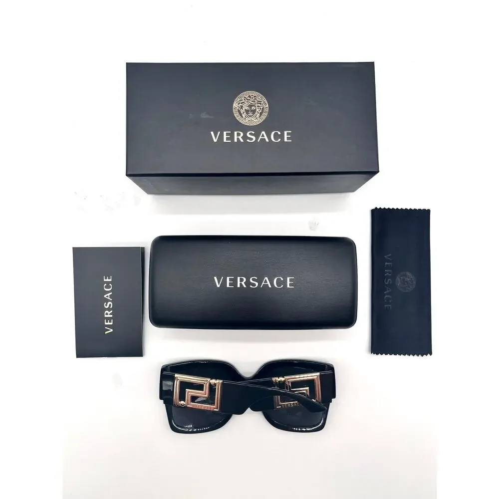 VERSACE NEW IN BOX Sunglasses, Black with Gold Medusa Accents 4402, Retails $394